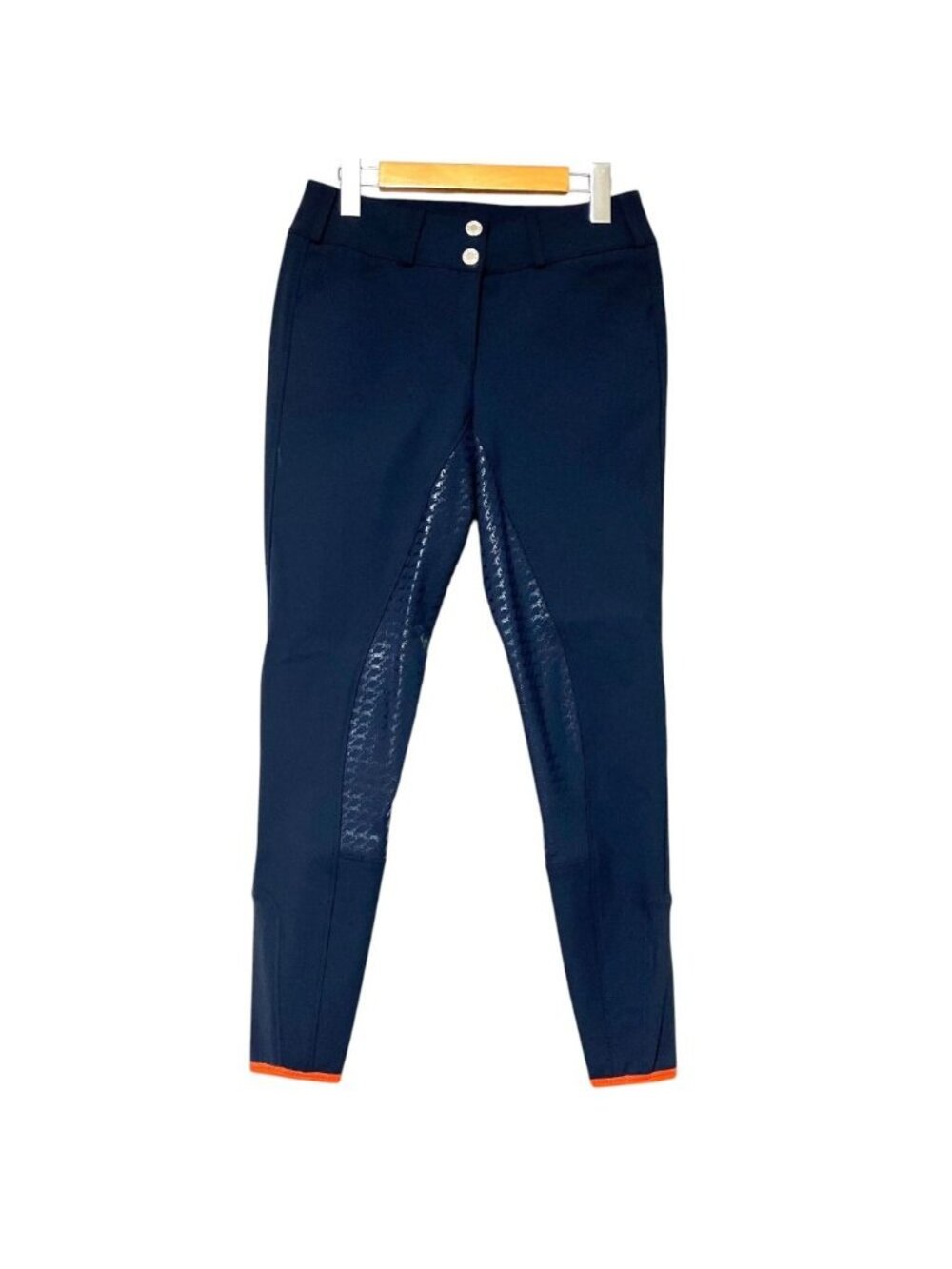 Hermes Sellier Buttons Cheval Print Stretch Ridingpants Jockey Pants Navy